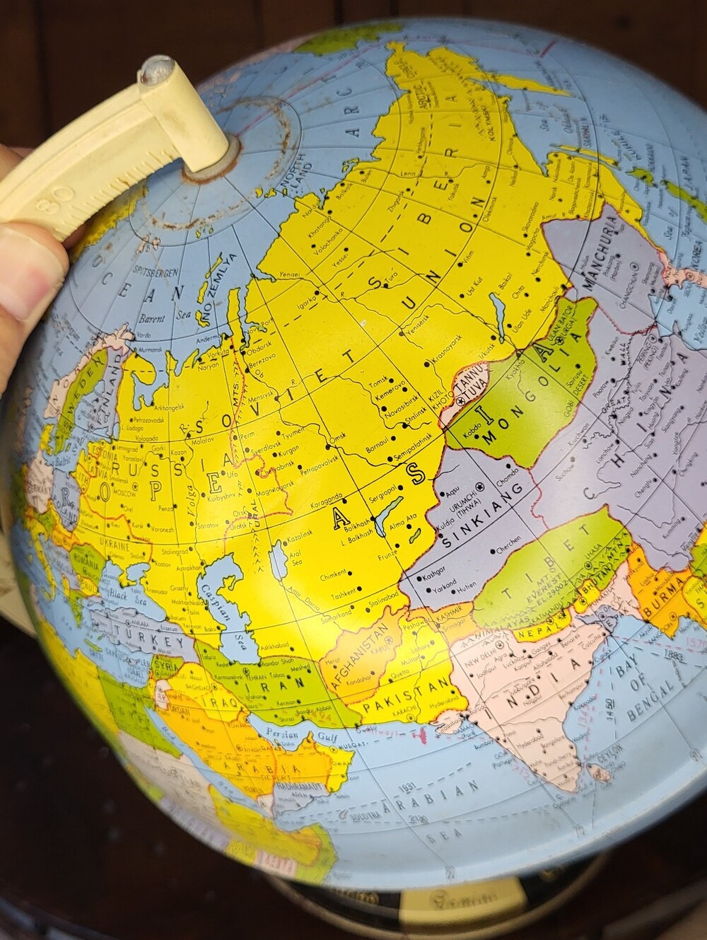 Vintage Blue World Globe with Zodiac Base - Picture 9 of 13